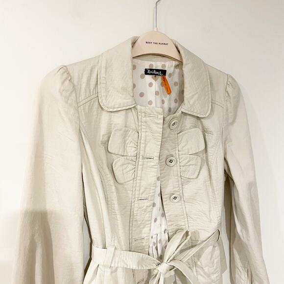 Taikonku Anthropologie Cotton Belted Jacket Khaki Cream 10 - Picture 7 of 12